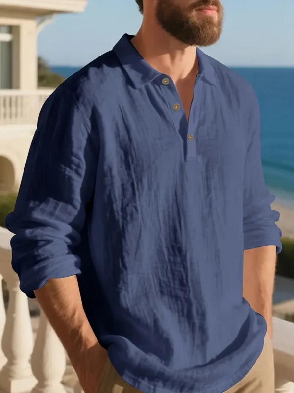 Men's Solid Color Linen Shirt