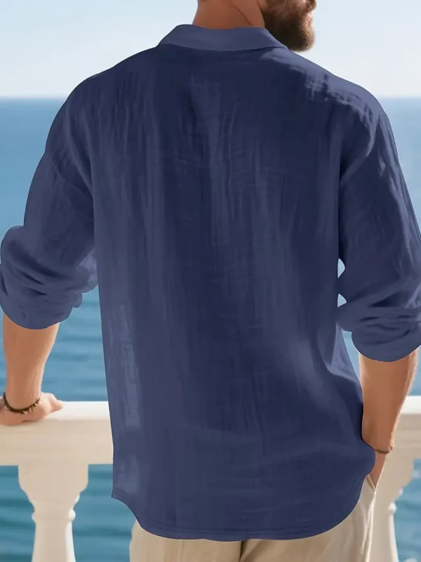 Men's Solid Color Linen Shirt