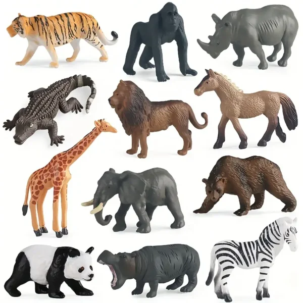 Set of 12 Miniature Animal Figurines